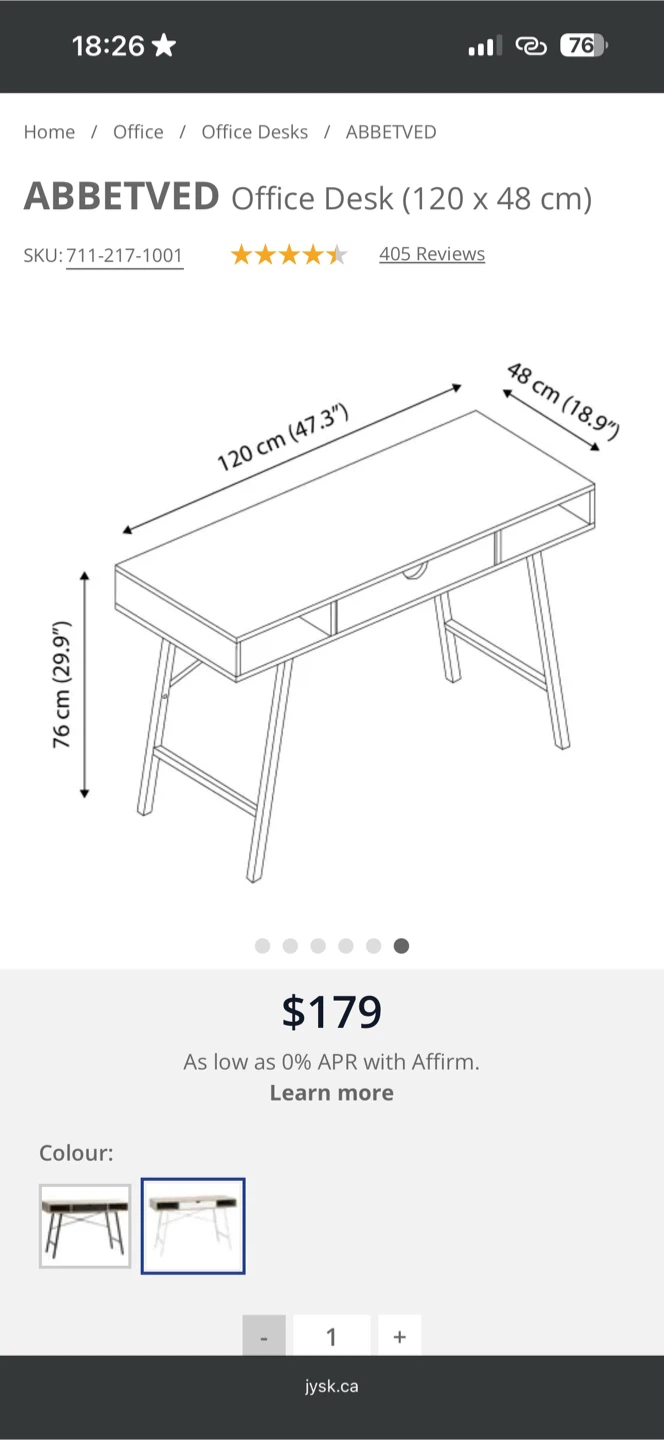 ABBETVED Office Desk - 120 x 48 cm - photo 4