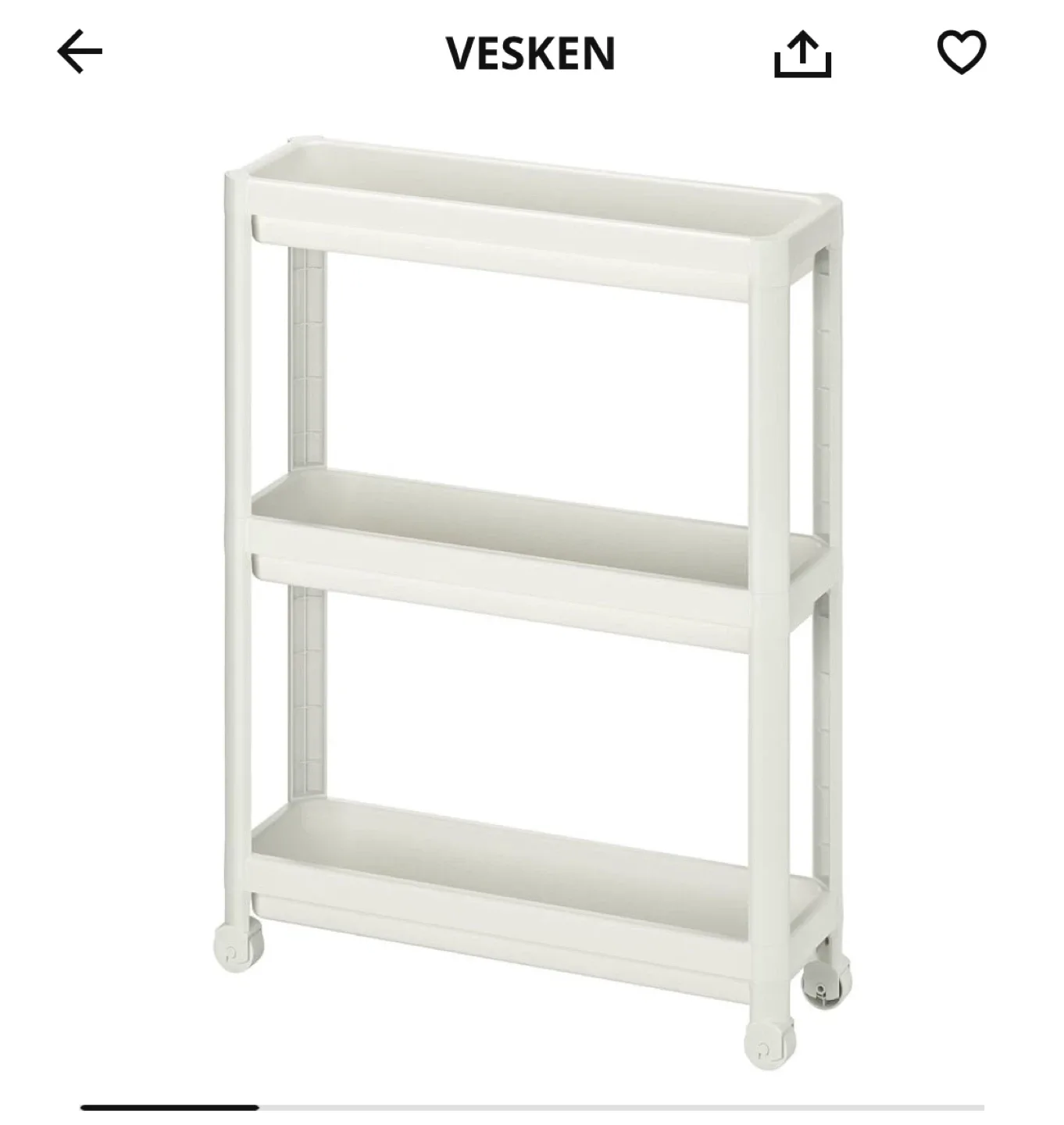 IKEA Vesken White Rolling Cart thumbnail