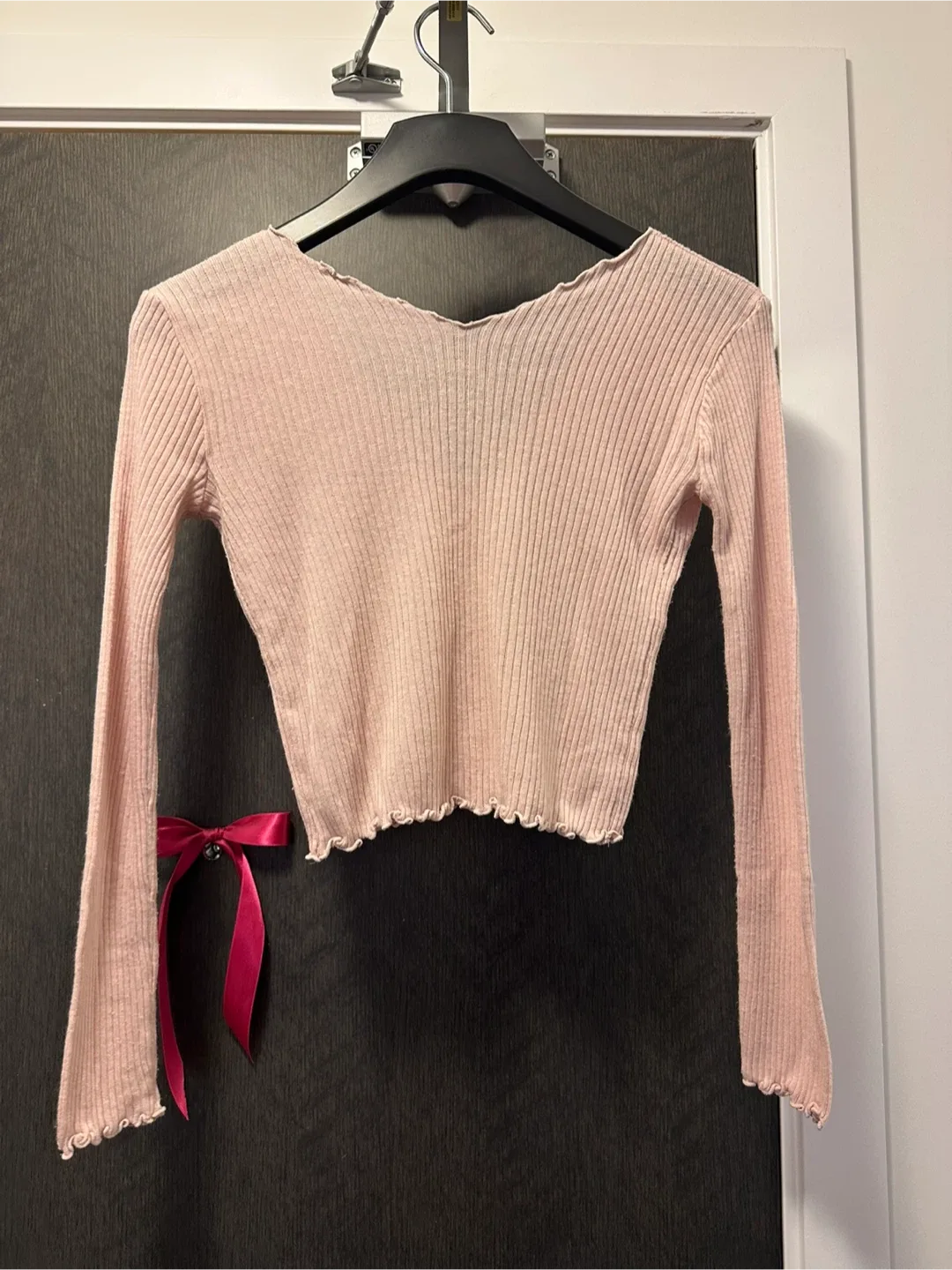 Pink Ribbed Long Sleeve Cardigan image indicator(2)