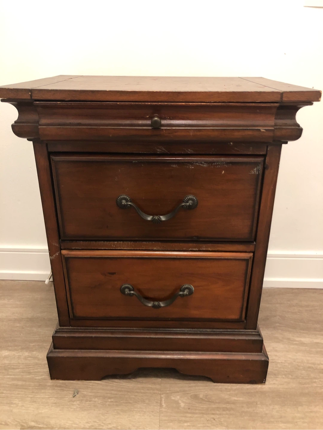 Wood Nightstand with Two Drawers