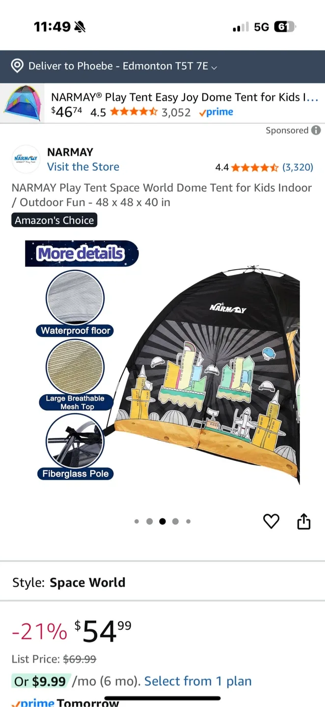 🥕NARMAY Space World Dome Play Tent image indicator(3)