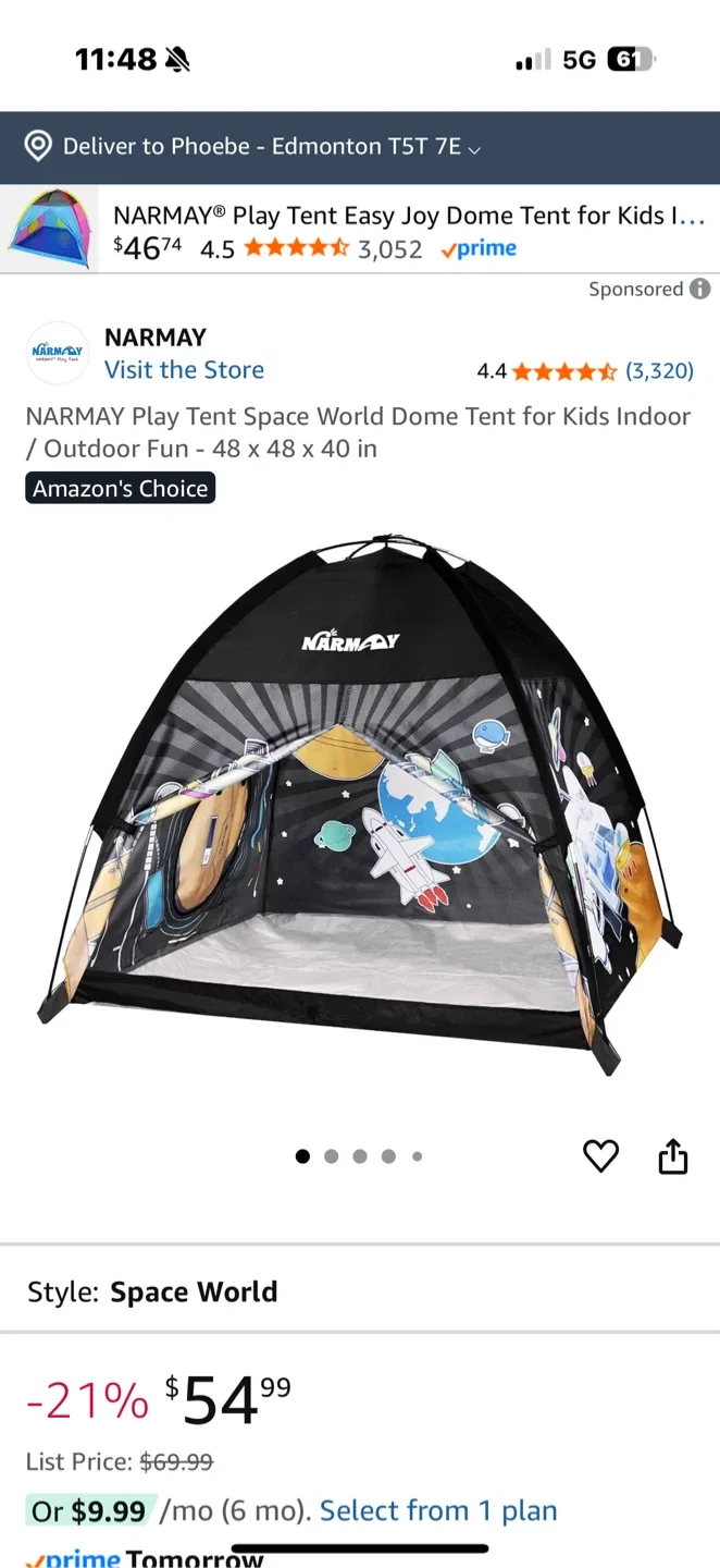 🥕NARMAY Space World Dome Play Tent