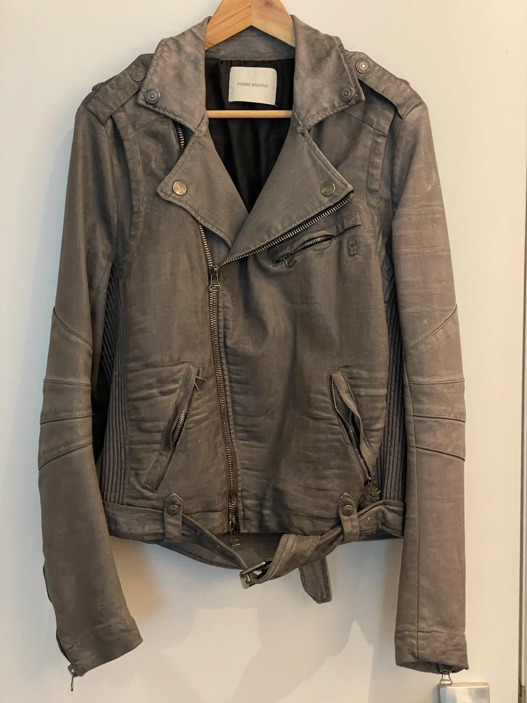 Pierre Balmain Grey Biker Jacket - photo 2