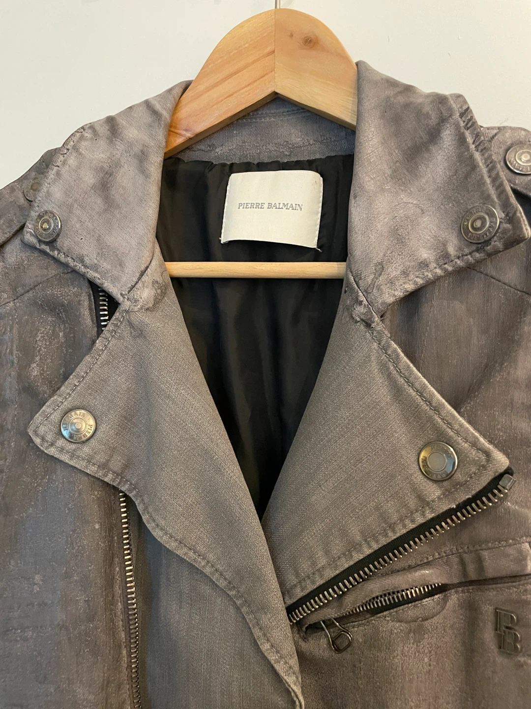 Pierre Balmain Grey Biker Jacket