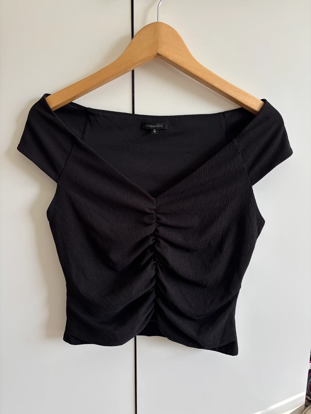 Dynamite Black Ruched Top - Size M