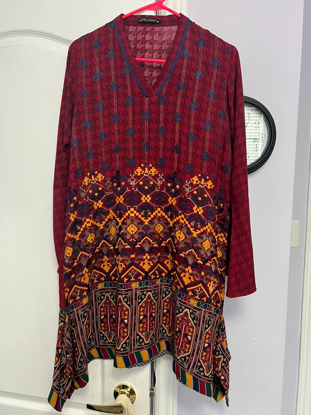 Limelight Maroon Printed Kurti - Size Medium