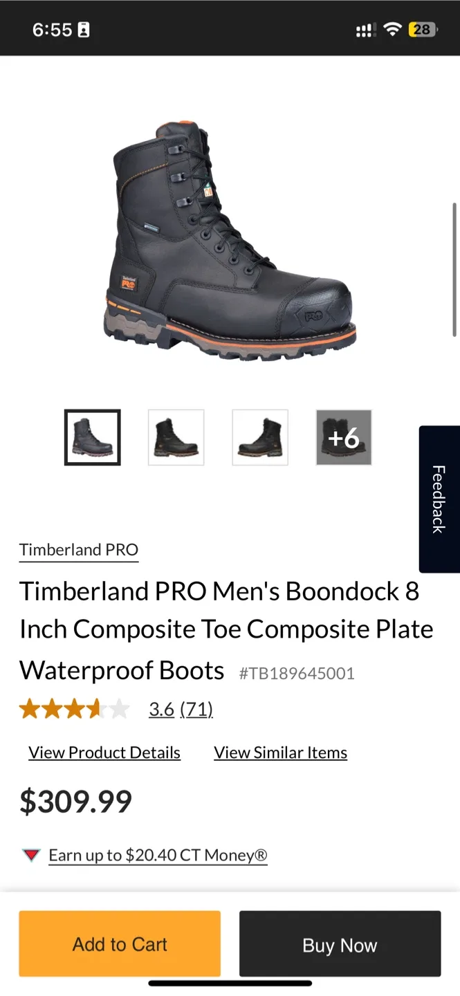 Timberland PRO Boondock Composite Toe Boots - Size 10W image indicator(5)