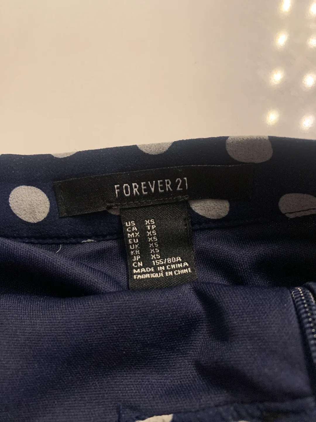 Forever 21 Navy Polka Dot Skirt - Size XS image indicator(2)