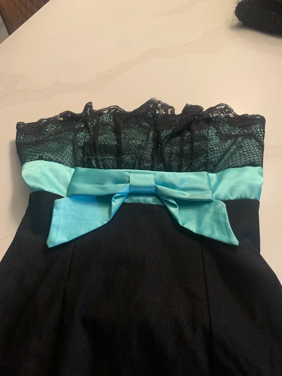 Mystic Black Strapless Dress with Bow image indicator(2)