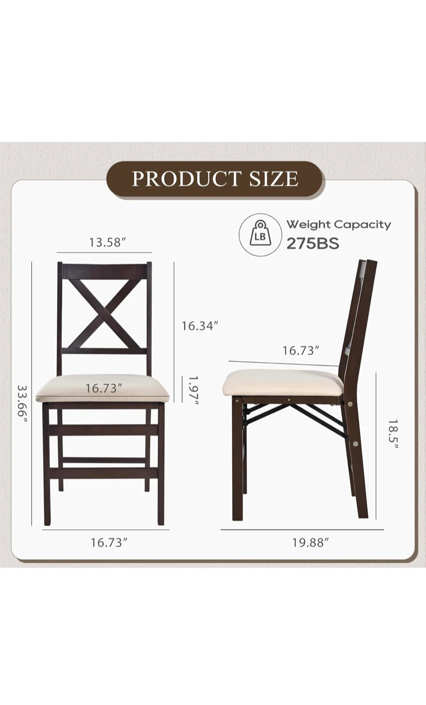 Set of 2 Folding Dining Chairs - photo 5