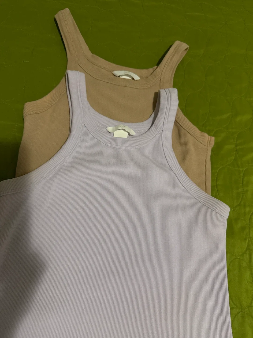 H&M Ribbed Tank Tops - Lilac & Beige thumbnail