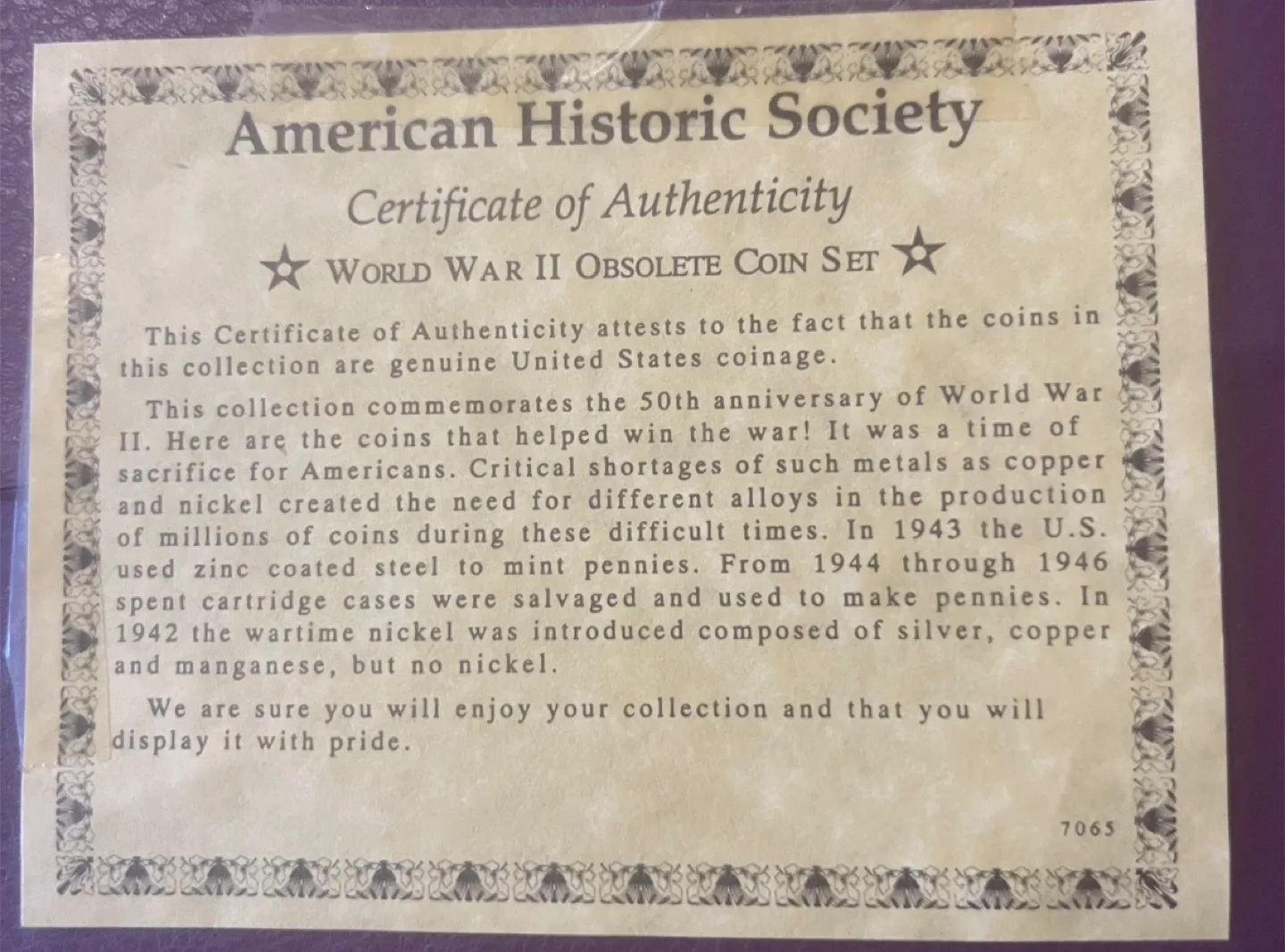 Certified American Historic Society WWII Obsolete Coin Set image indicator(8)
