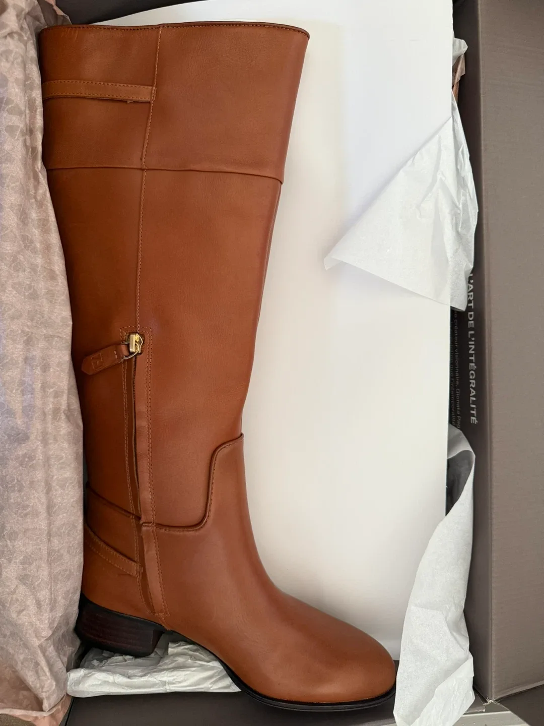 Franco Sarto New  Cognac Brown Tall Wide Calf Boots size 6.5 image indicator(2)