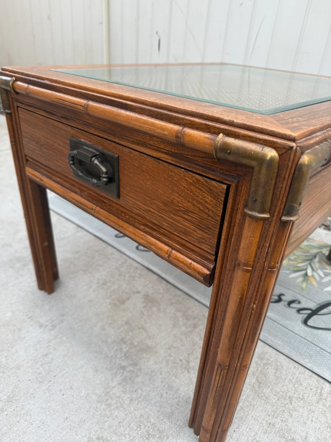 Wooden End Table with Glass Top - photo 4