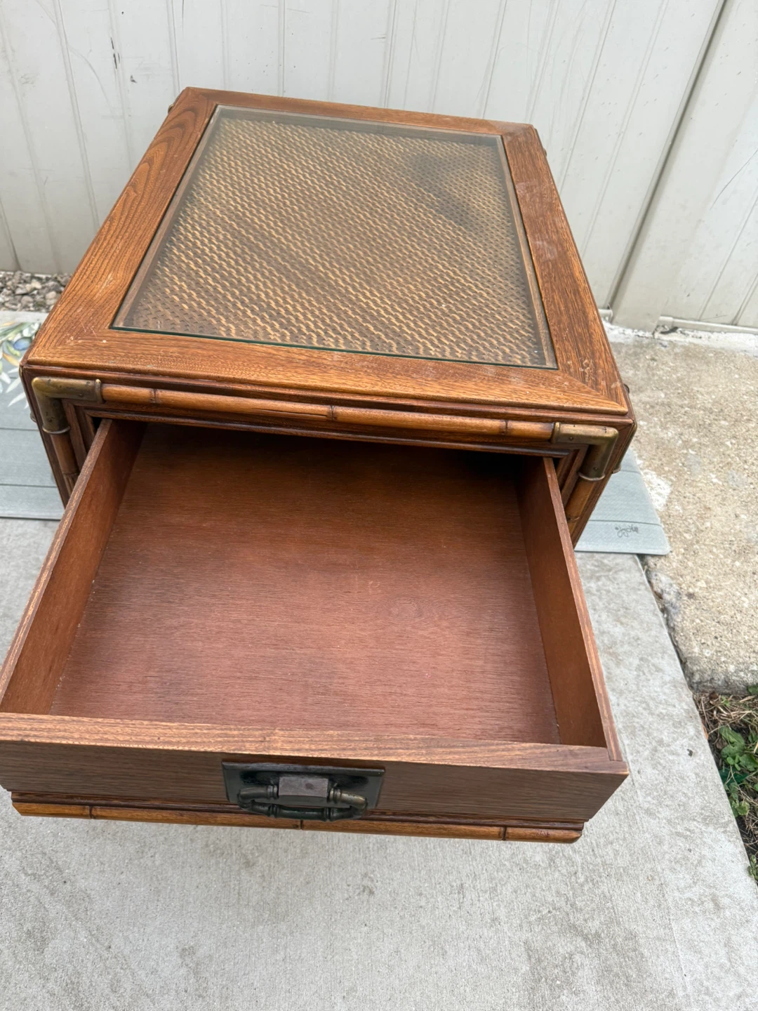 Wooden End Table with Glass Top - photo 5