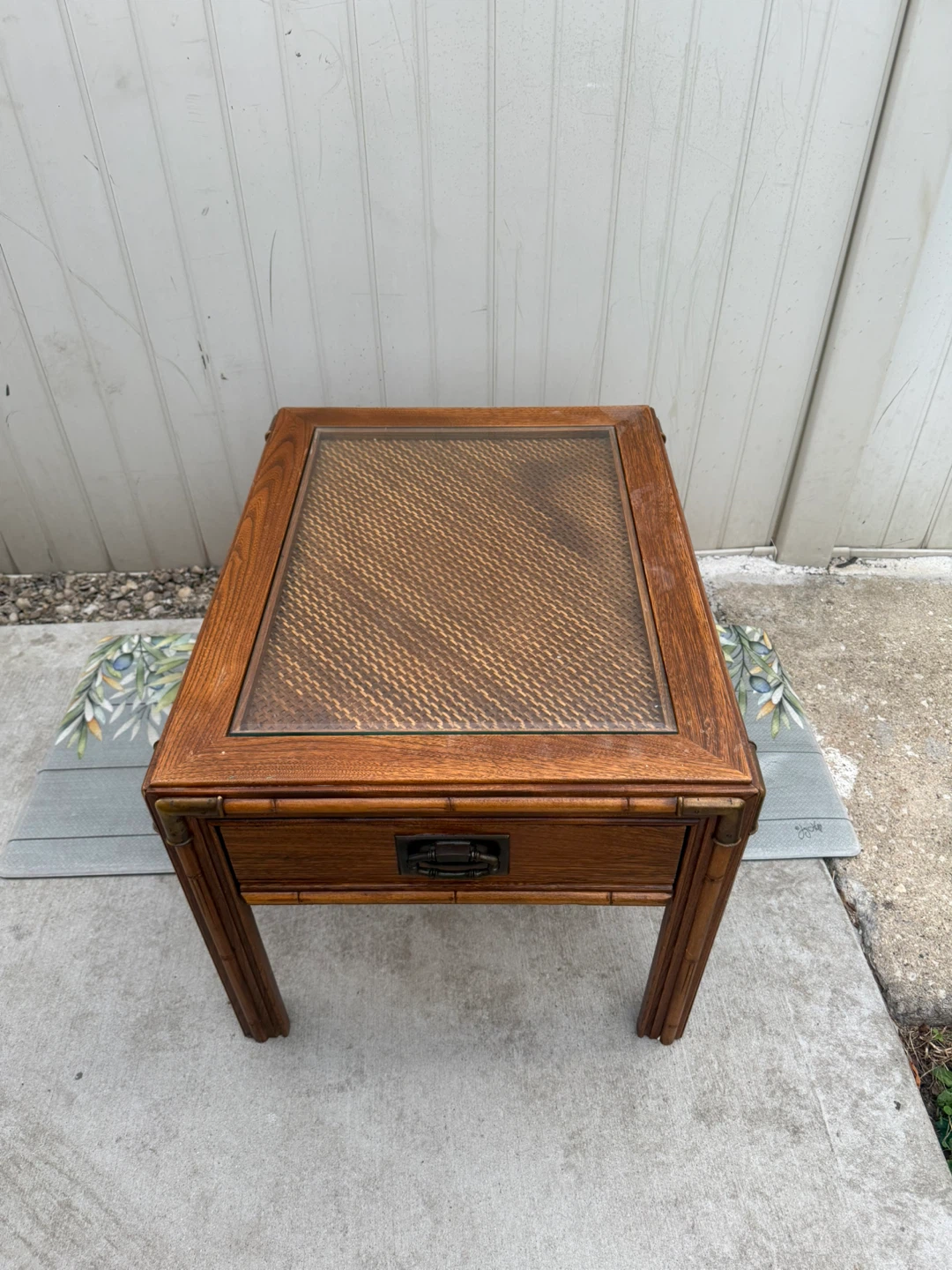 Wooden End Table with Glass Top - photo 2