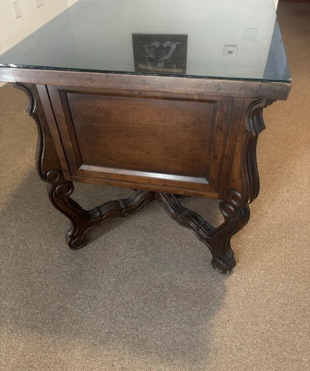 Antique Carved Wood Desk & Chair Set image indicator(4)