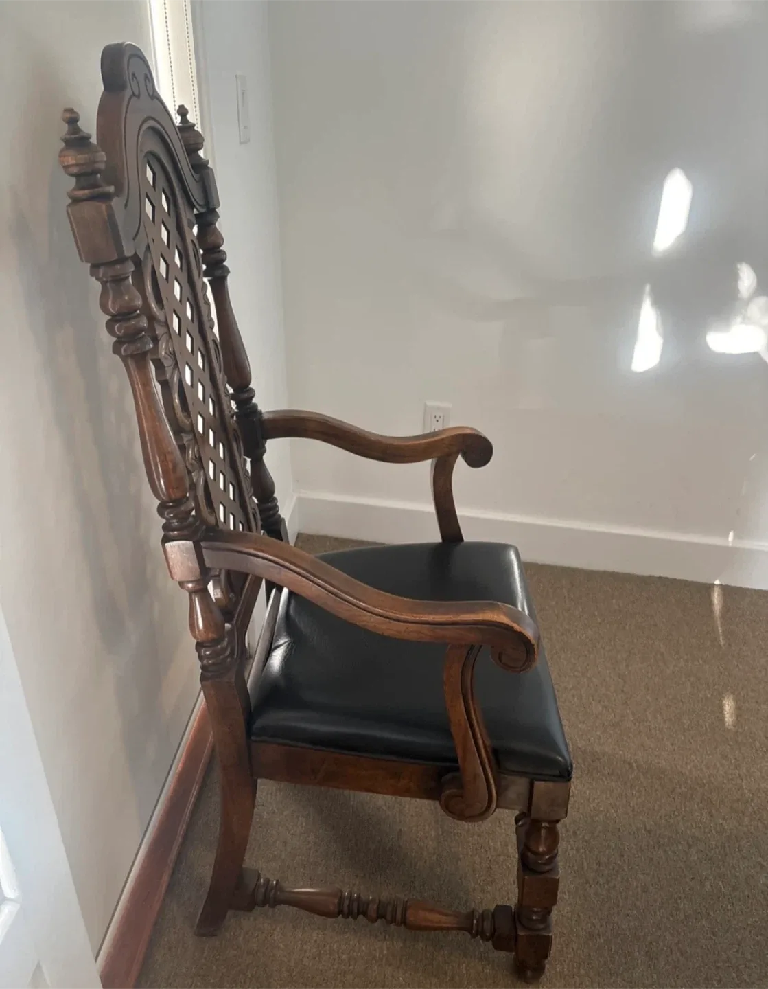 Antique Carved Wood Desk & Chair Set image indicator(6)