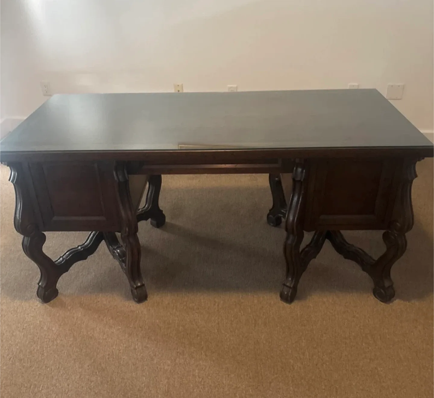 Antique Carved Wood Desk & Chair Set image indicator(2)