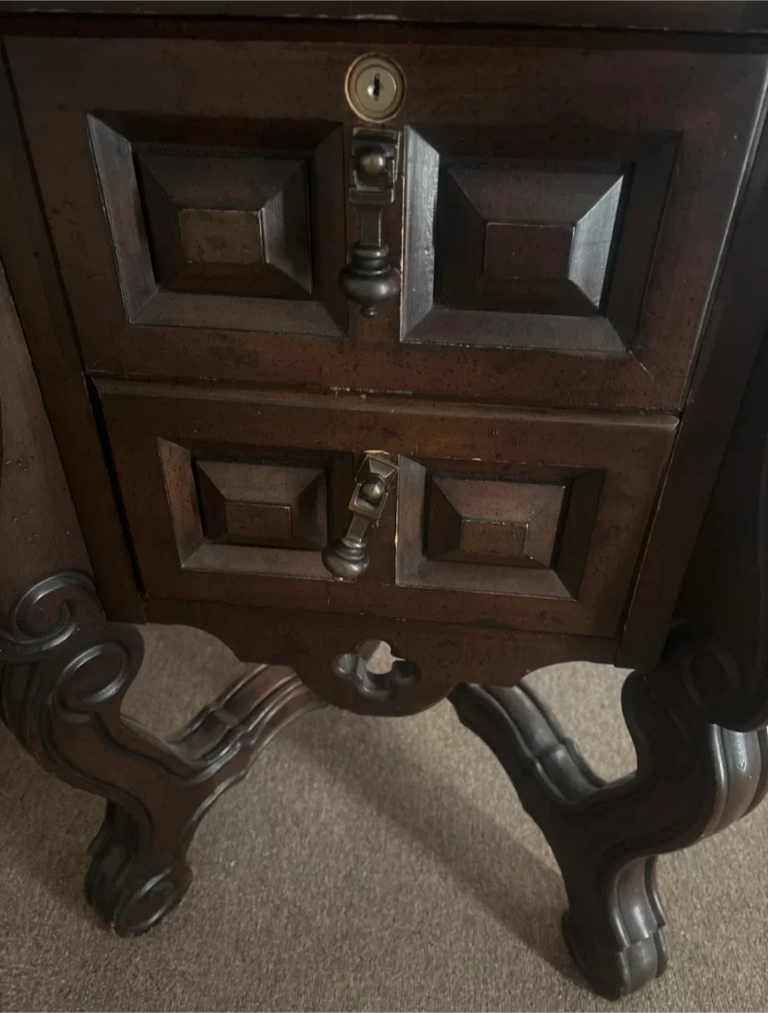 Antique Carved Wood Desk & Chair Set image indicator(9)