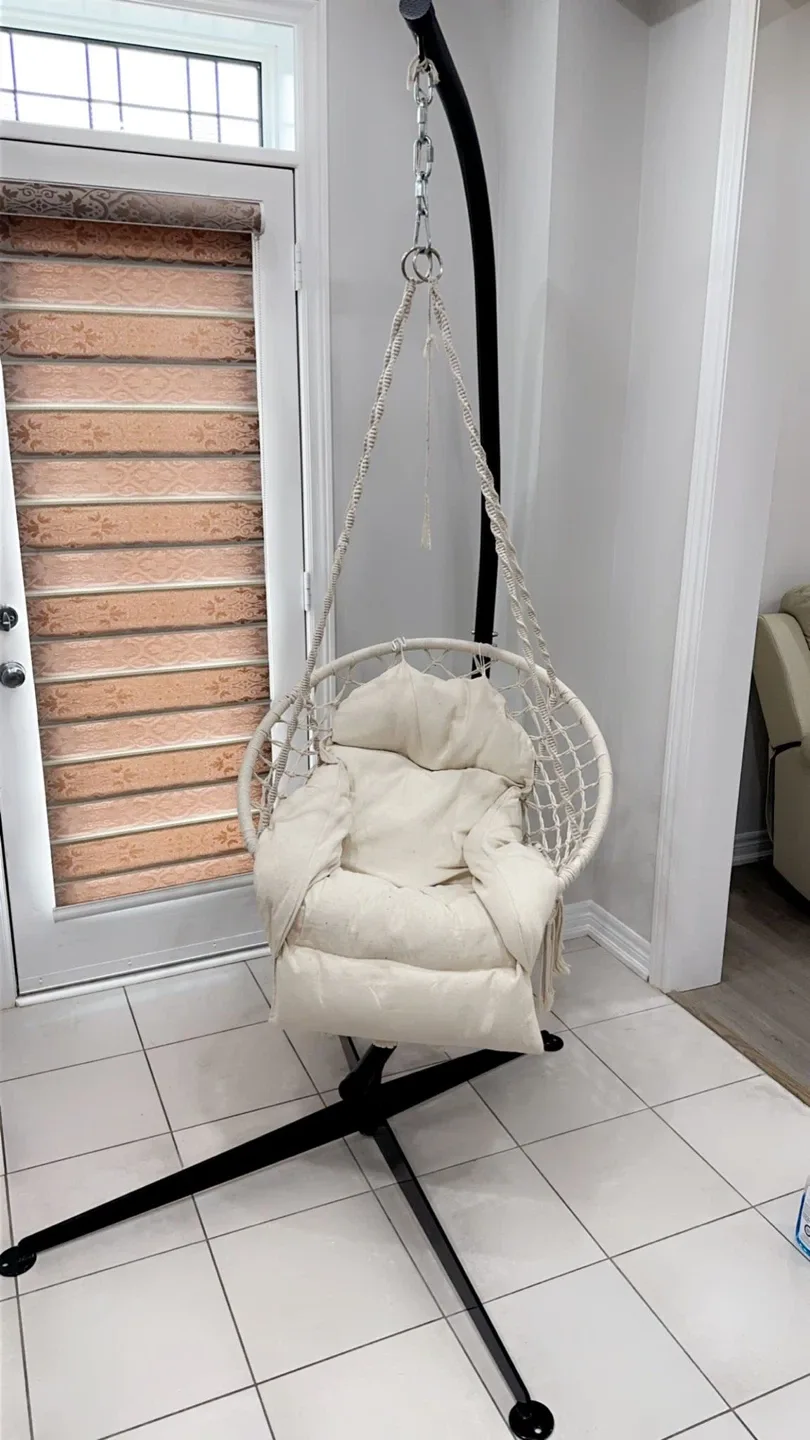 Hanging Egg Chair with Stand - Cream Colour image indicator(2)