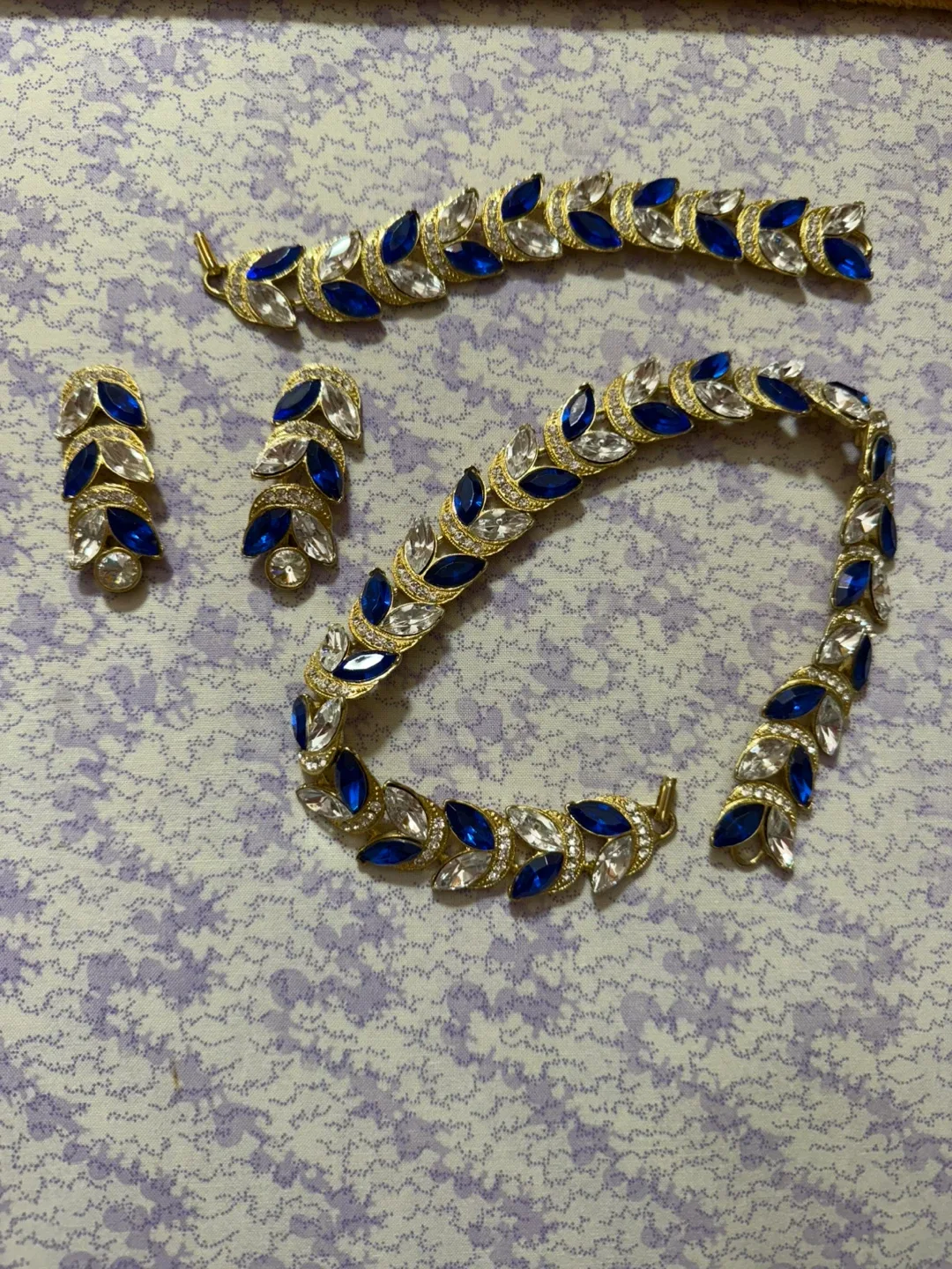 Blue & Clear Stone Bracelet and Earring Set thumbnail
