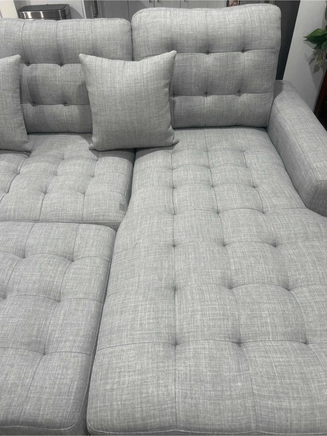 Raymour & Flanigan Gray Sectional Sofa with Ottoman image indicator(4)