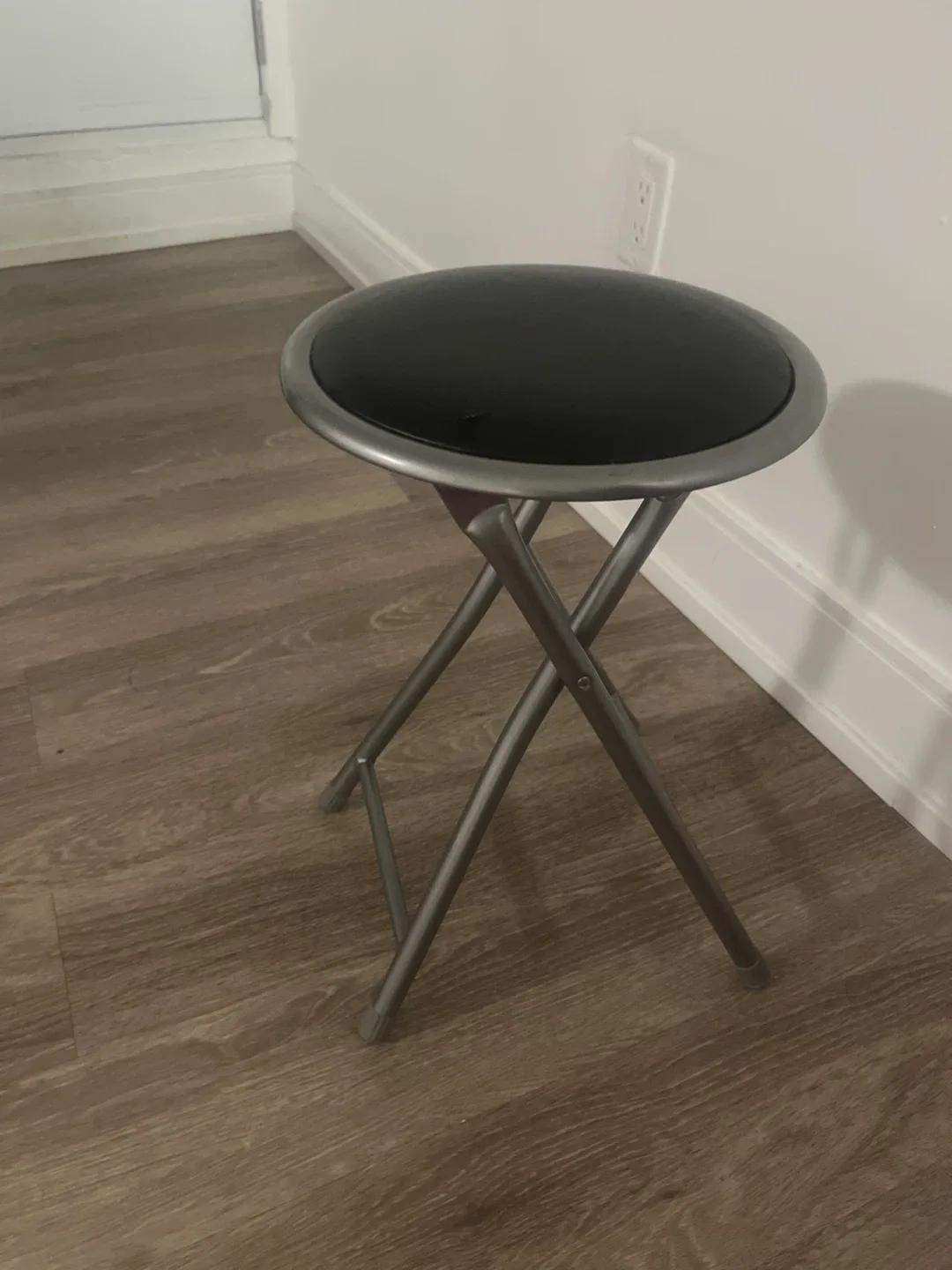 Folding Stool - Black Seat, Silver Frame thumbnail
