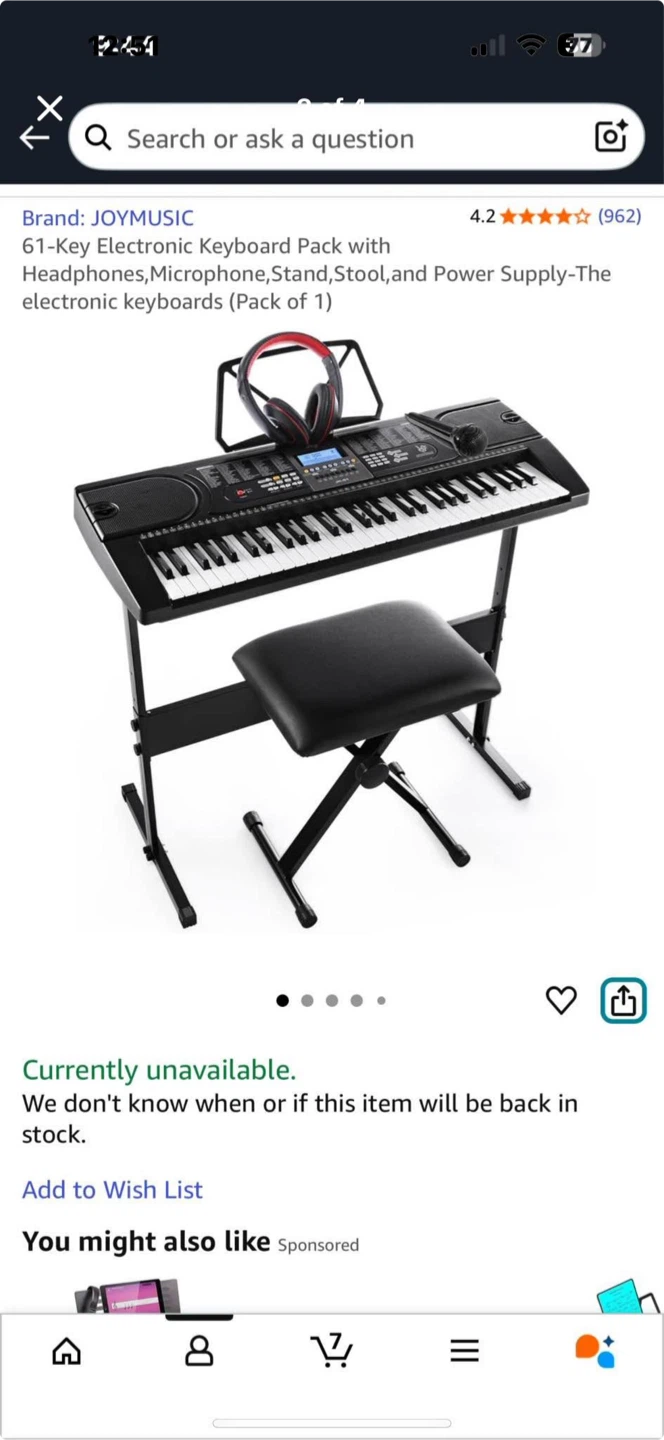 JOYMUSIC 61-Key Electronic Keyboard with Stand & Stool