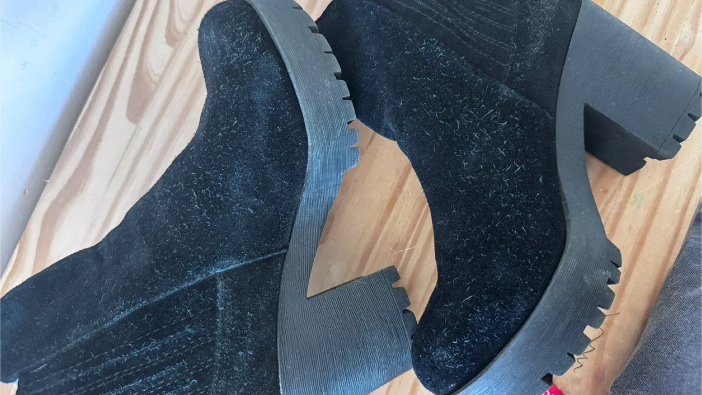 Black Suede Heeled Chelsea Boots image indicator(4)