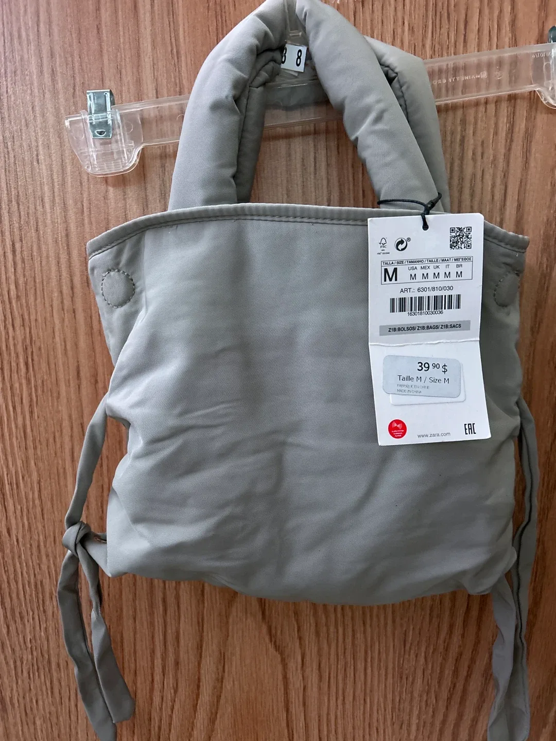 Zara Padded Mini Tote Bag - Grey, Size M image indicator(2)