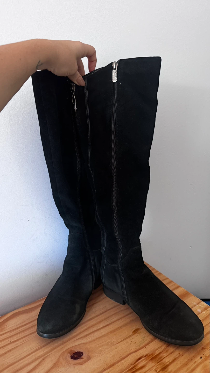 Inci Black Suede Knee High Boots