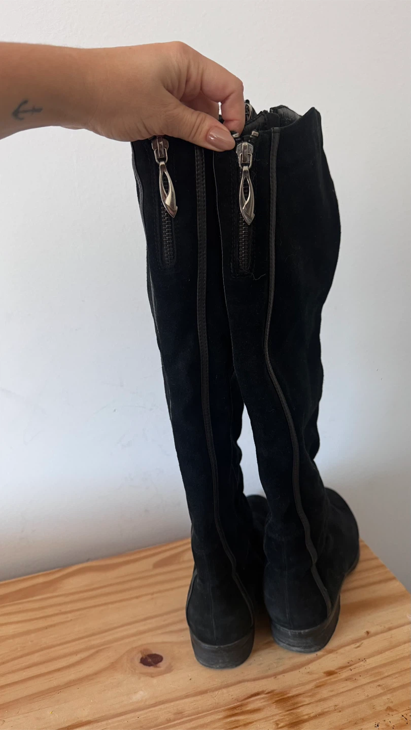 Inci Black Suede Knee High Boots - photo 3