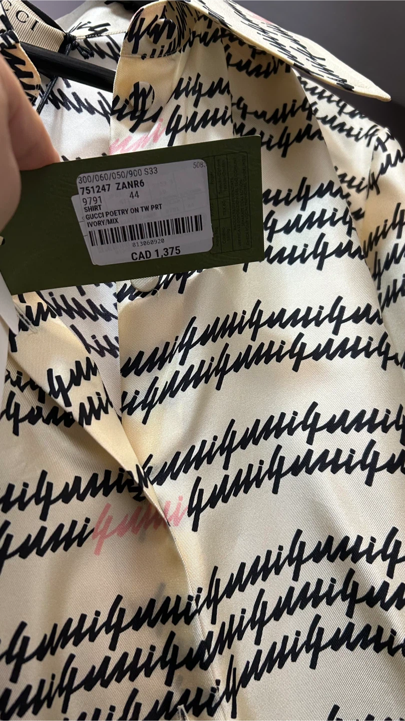 Gucci Poetry Print Silk Shirt - Size 44 - photo 3