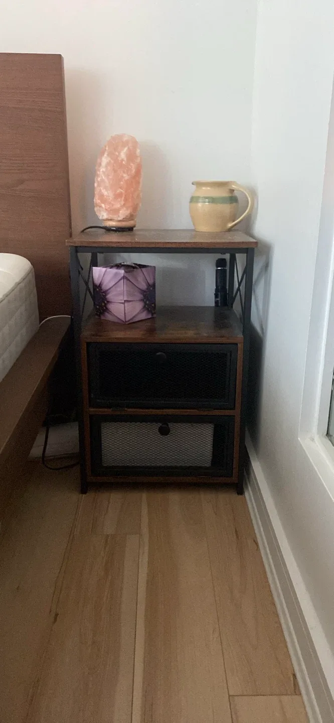 2x Industrial Nightstand with Storage Shelf image indicator(4)