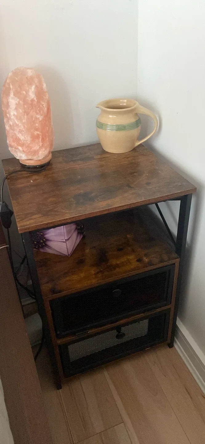 2x Industrial Nightstand with Storage Shelf image indicator(5)