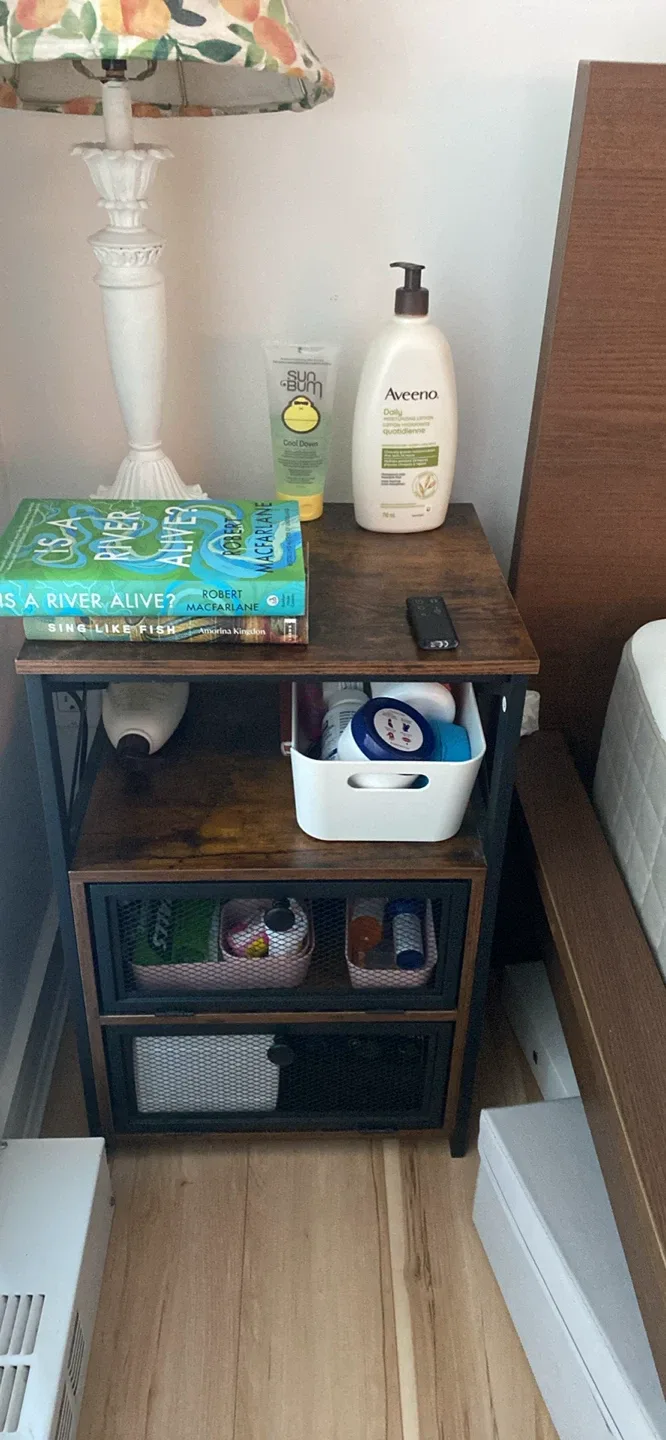 2x Industrial Nightstand with Storage Shelf image indicator(7)