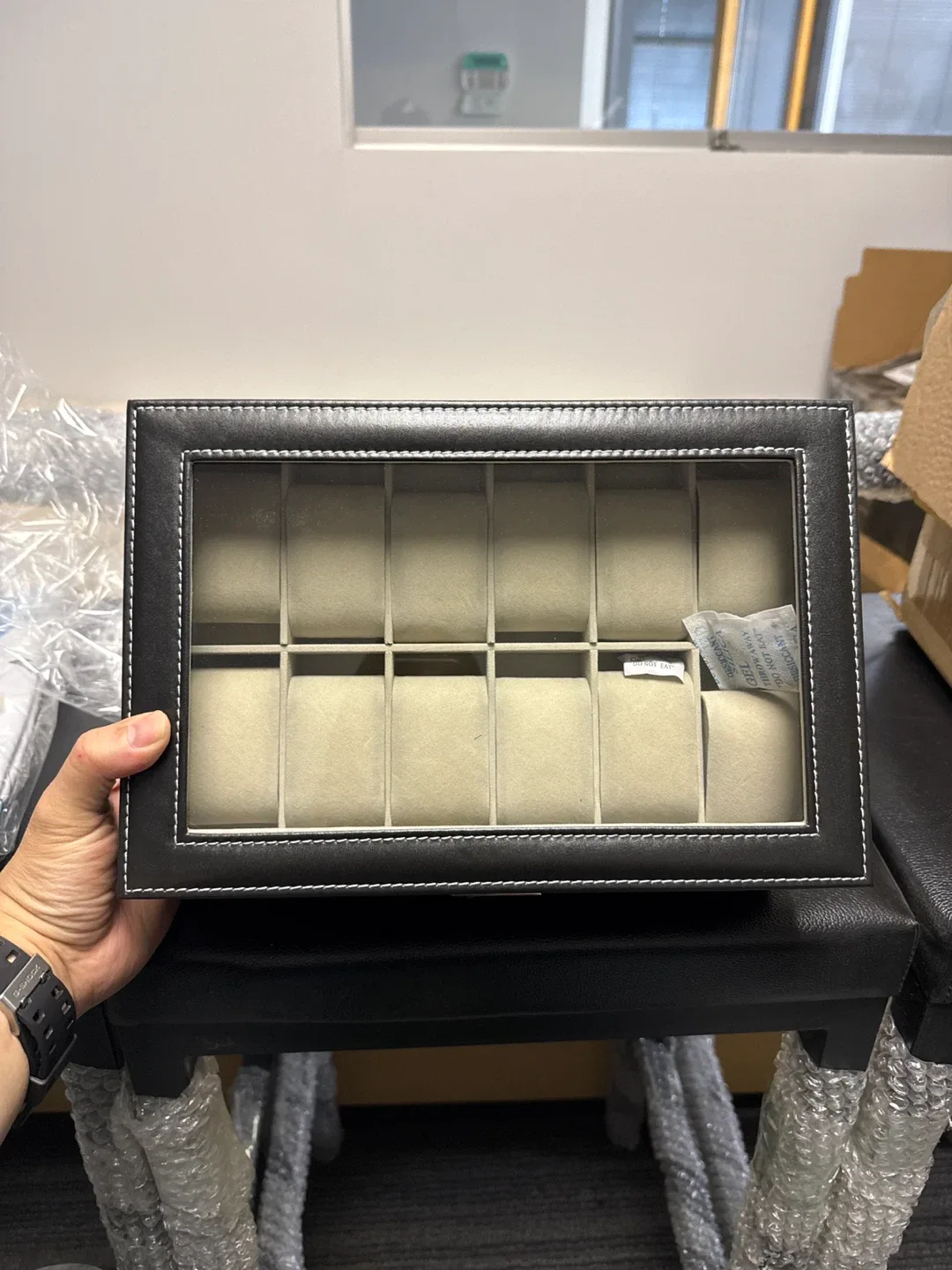 Black Leather Watch & Jewellery Storage Box image indicator(2)