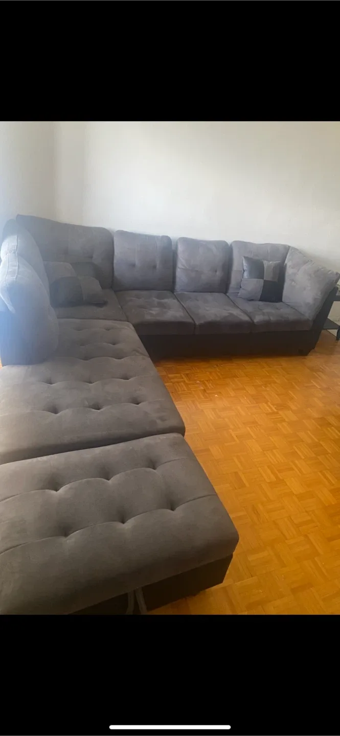 Grey Sectional Sofa with Ottoman