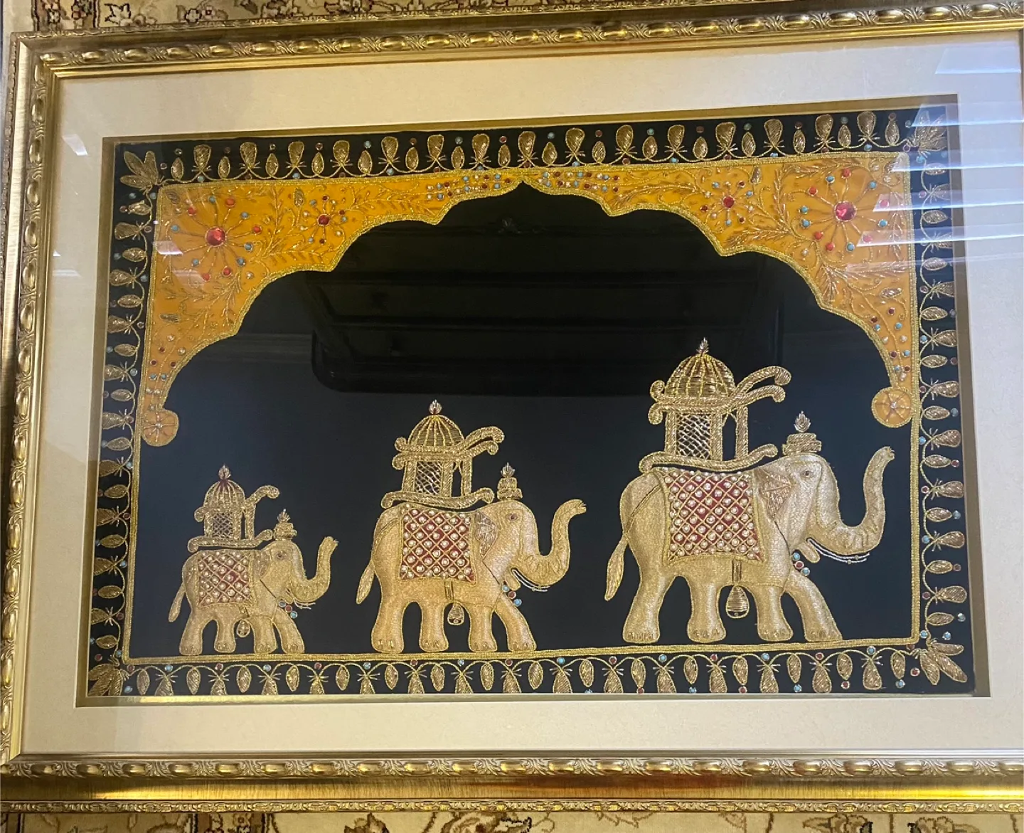 Framed Elephant Embroidery Art thumbnail