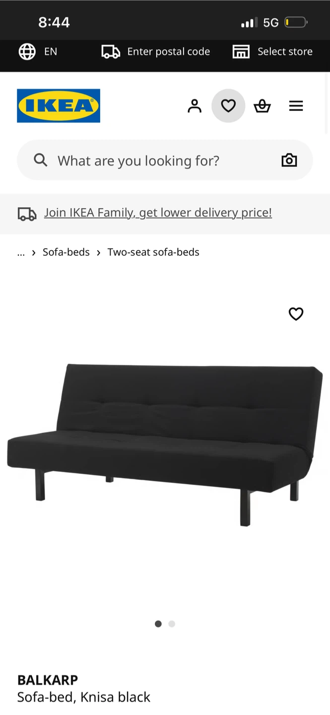 IKEA Balkarp Sleeper Sofa (Sofa bed), Knisa Black