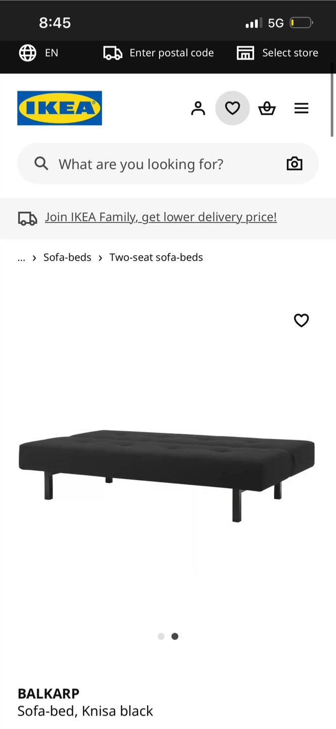IKEA Balkarp Sleeper Sofa (Sofa bed), Knisa Black - photo 2