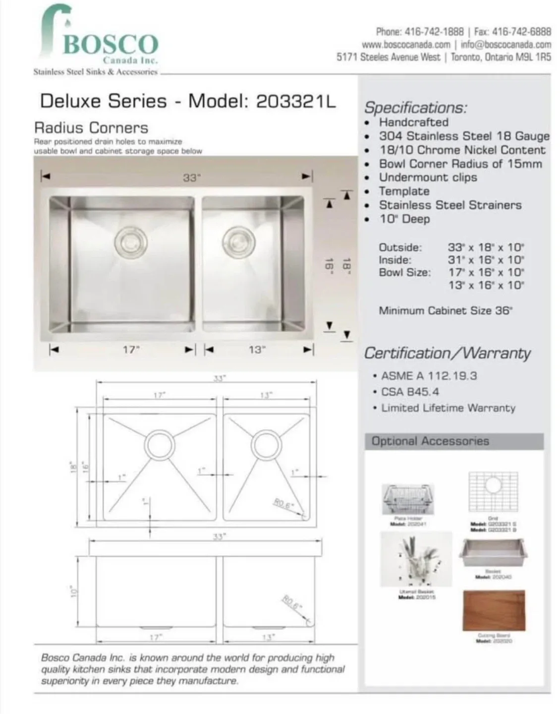 Bosco Deluxe Series 203321L Stainless Steel Sink image indicator(2)