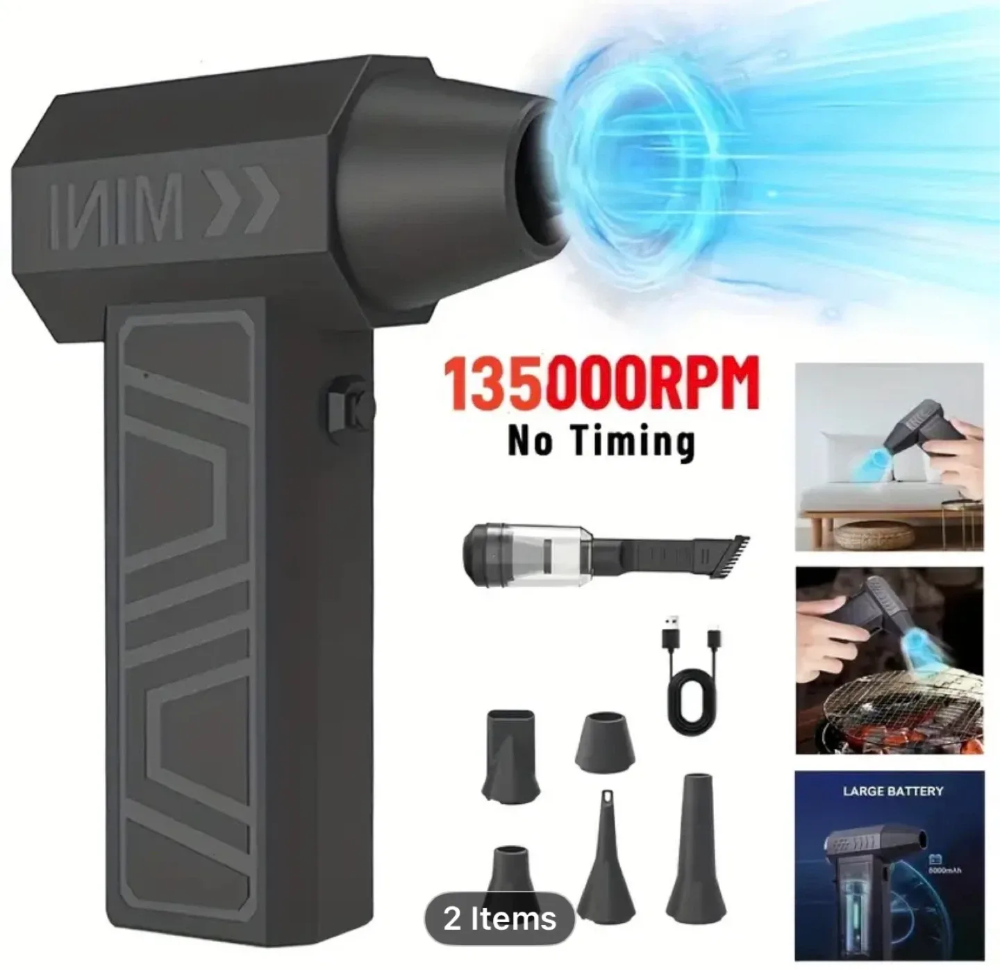 Mini Turbo Jet Fan, High-speed Portable Turbo Blower image indicator(2)