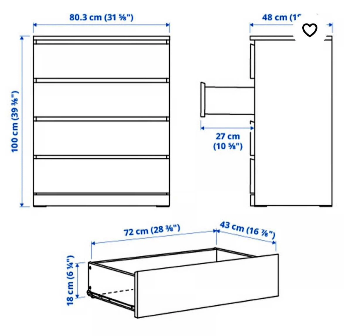 IKEA Hemnes White 4-Drawer Chest - photo 2