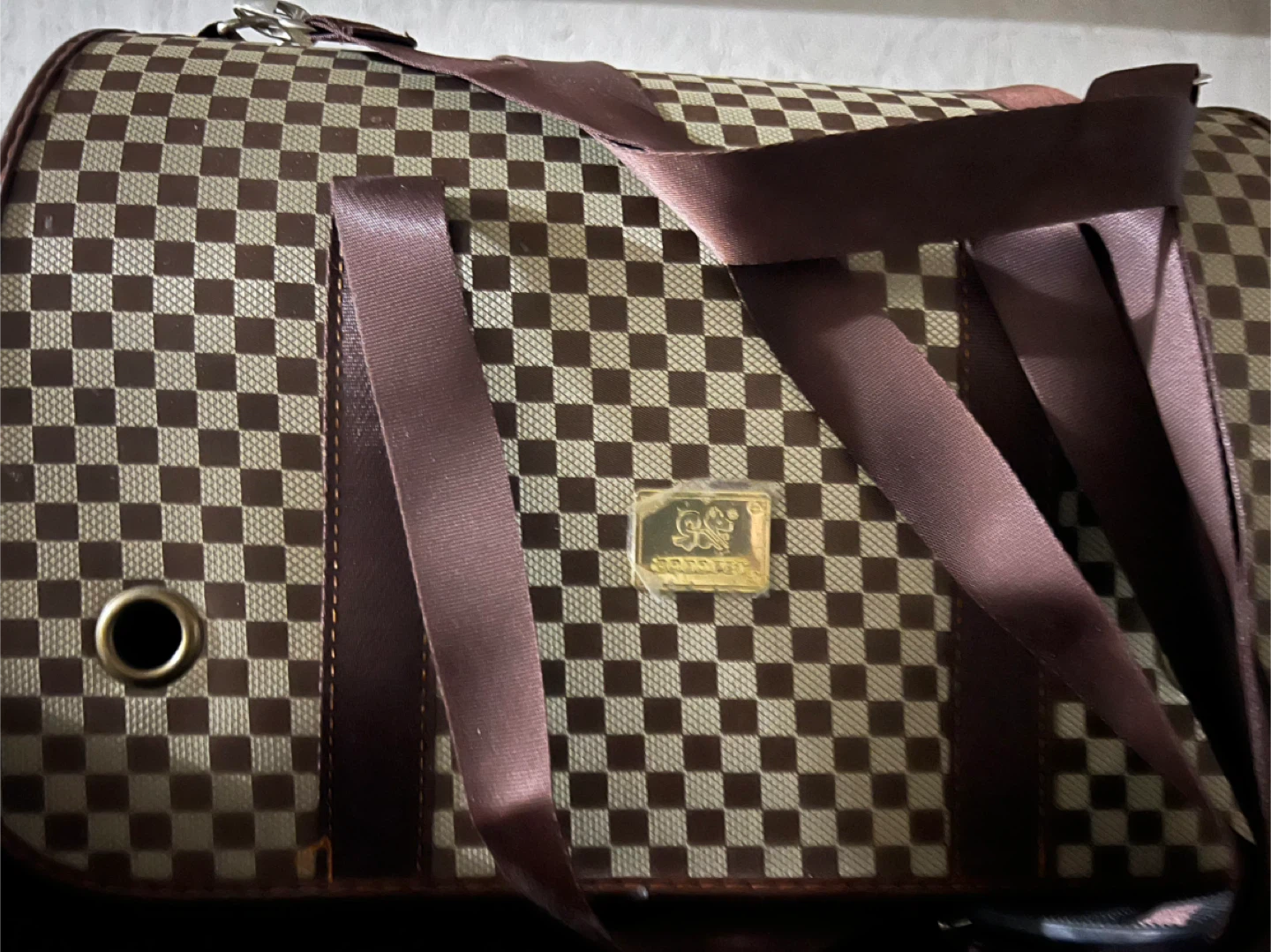 Brown Checkered Pet Carrier - photo 3