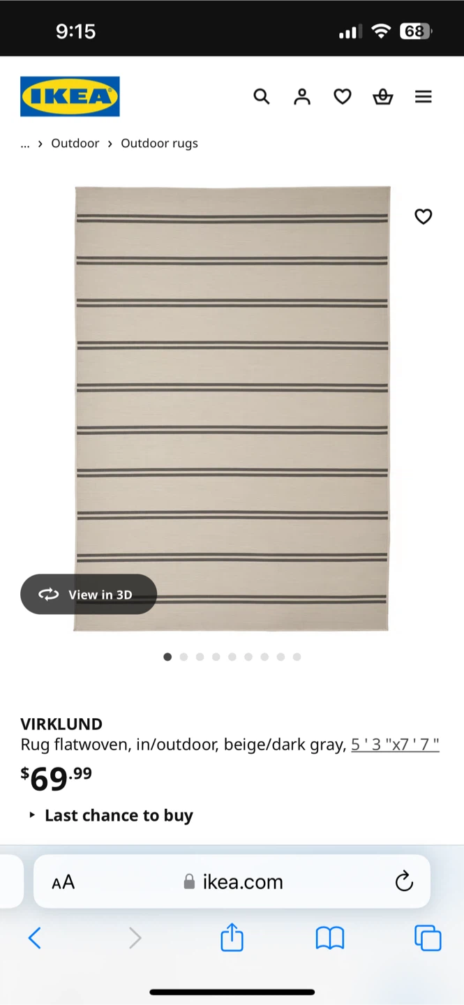 IKEA VIRKLUND Rug 5'3"x7'7" Beige/Dark Gray - New - photo 3