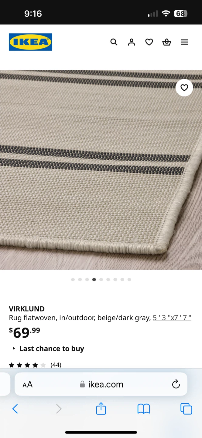 IKEA VIRKLUND Rug 5'3"x7'7" Beige/Dark Gray - New - photo 4
