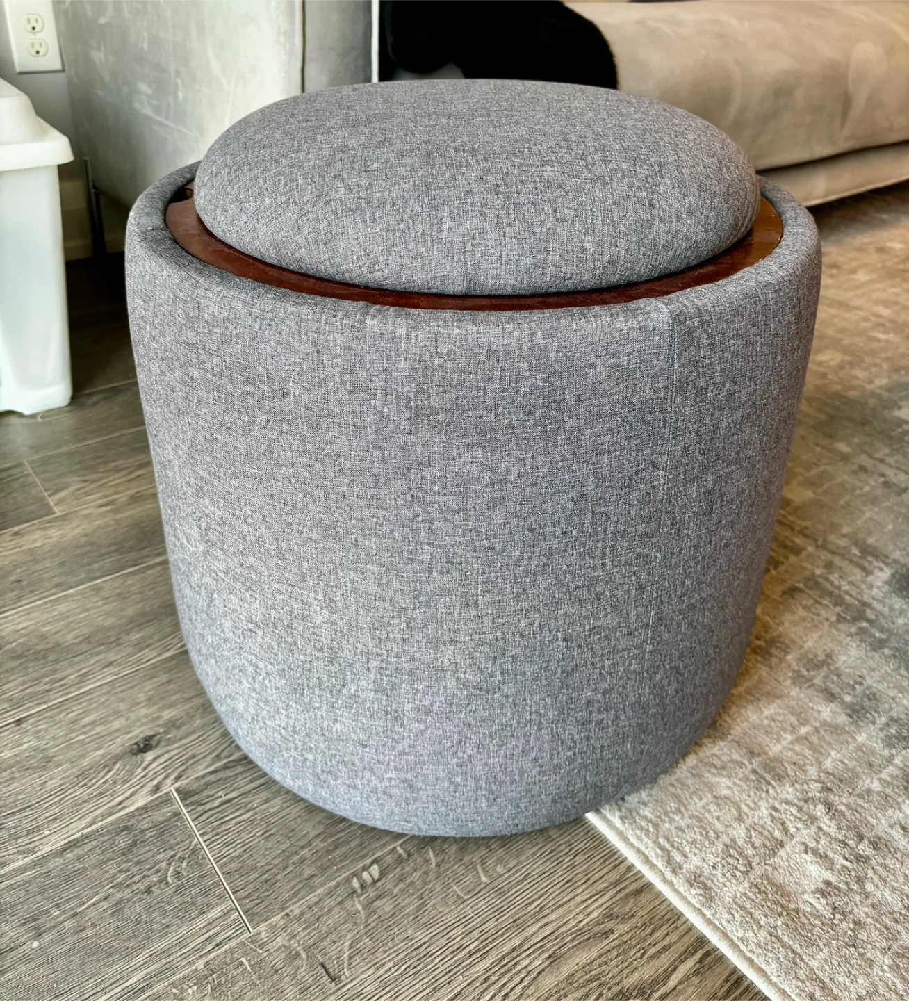 Grey Storage Ottoman