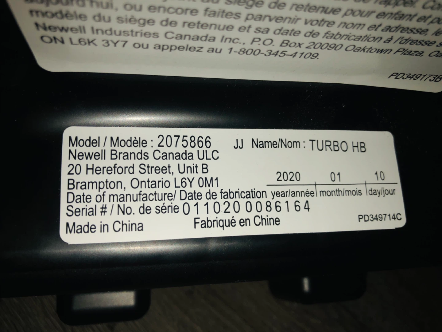 Evenflo Turbo HB Car Seat - Model 2075866 - photo 2